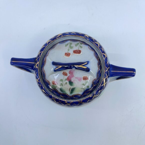 vintage nippon creamer and lidded sugar hand painted floral design gold decorati - Picture 6 of 16